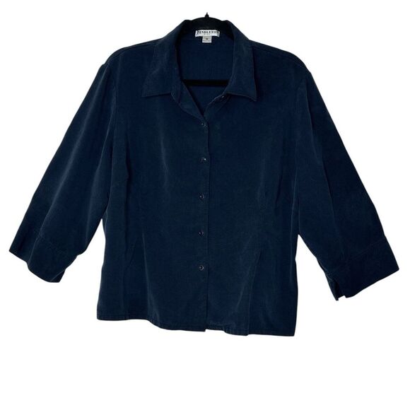 Pendleton Tops - Pendleton Plus Shirt Top Womens 3X  Plus Button Down 3/4 Sleeve Navy‎ Blue